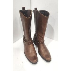 Naturalizer Womens Rivalry Brown‎ Leather studded strap mid calf boots Size 10